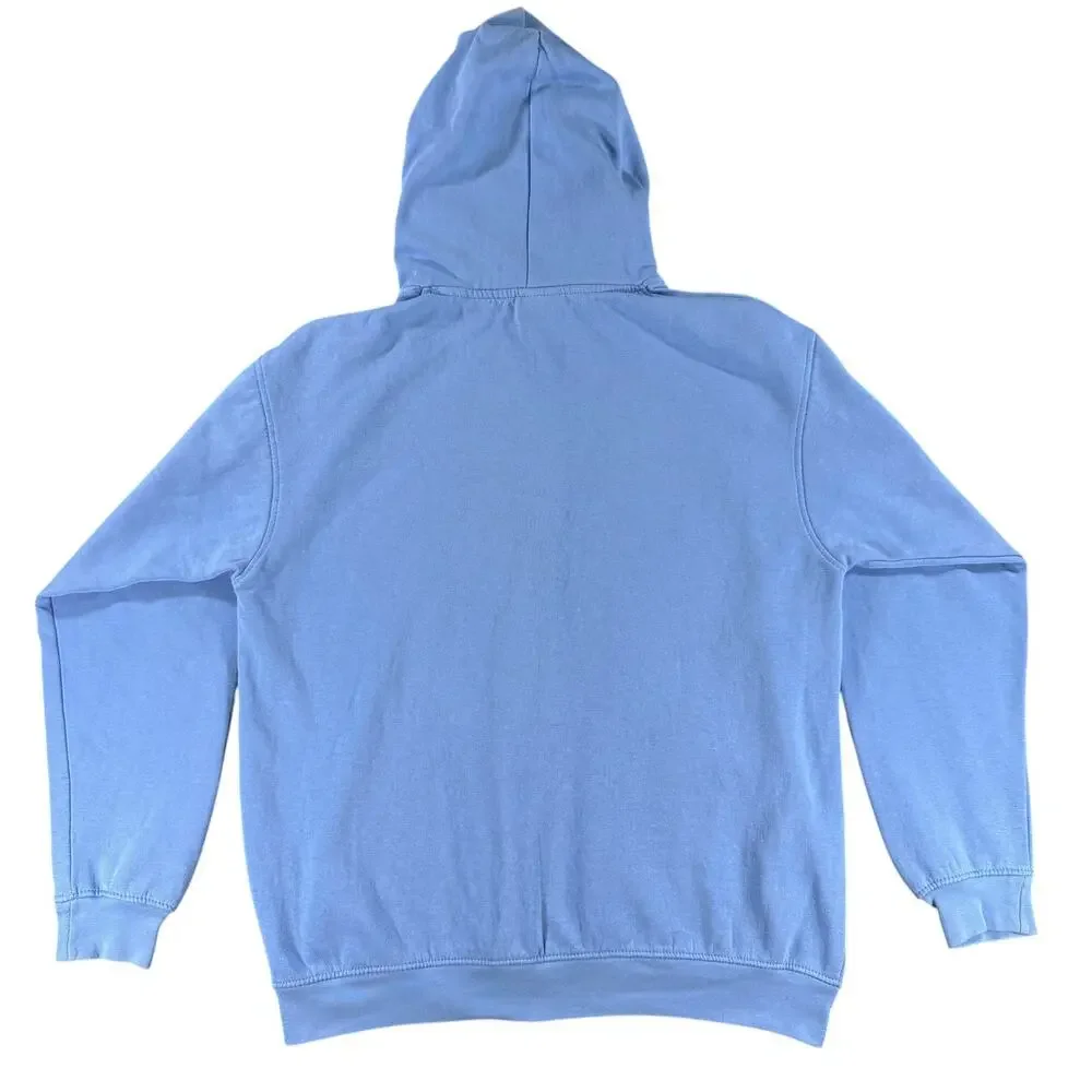 VTG 90s UNC North Carolina Tar Heels Embroidered Hoodie Large Blue Pullover Y2K